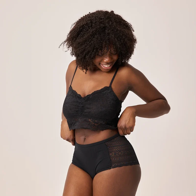 High Waist Hipster Panties mit Spitze | Mix (Mauve/Weinrot/Schwarz)