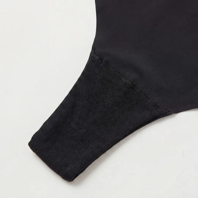 Microfiber High Waist Seamless Tanga | Schwarz