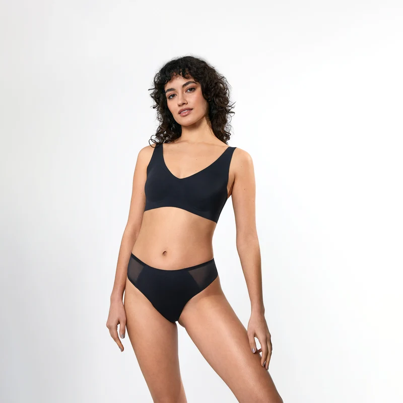 SNOCKS x femtis Period Panty - ZORA Tanga Sport | Schwarz