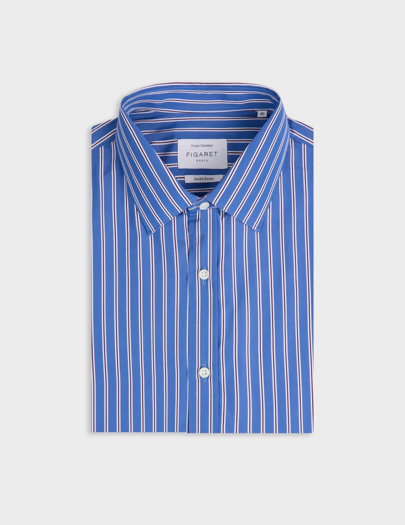 Chemise classique rayée bleue