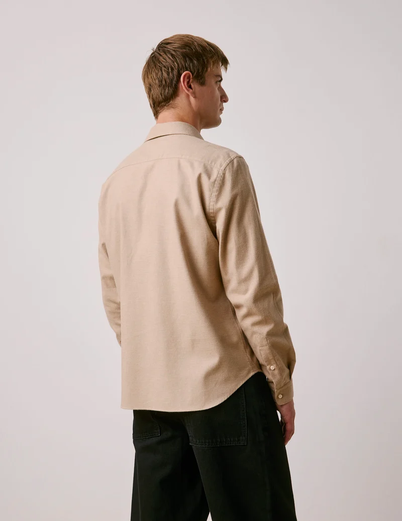 Chemise mixte "Je t'aime" en coton et cachemire beige