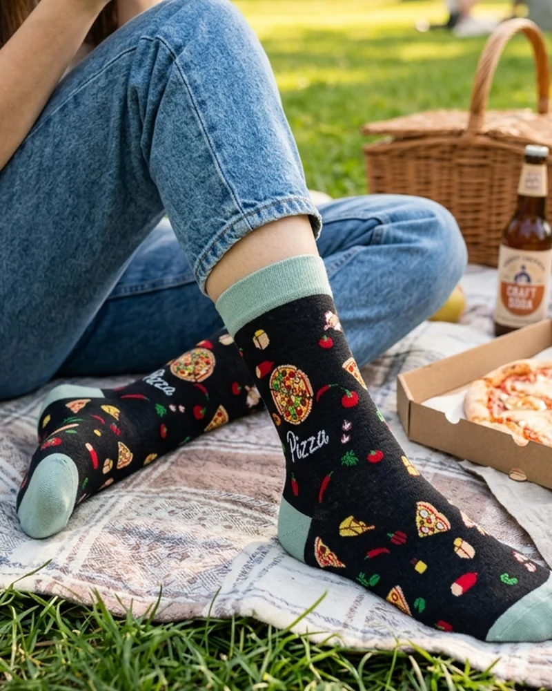 Pizza Black Socks