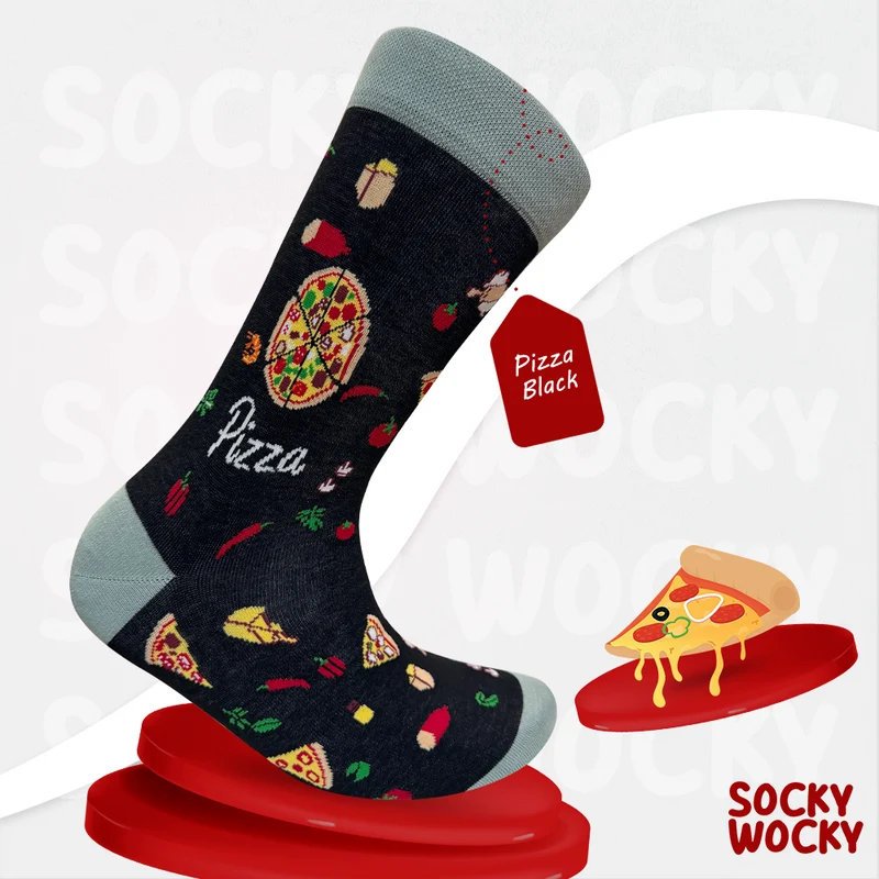 Pizza Black Socks