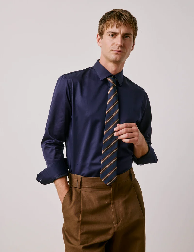 Chemise semi-ajustée Prestige bleu marine