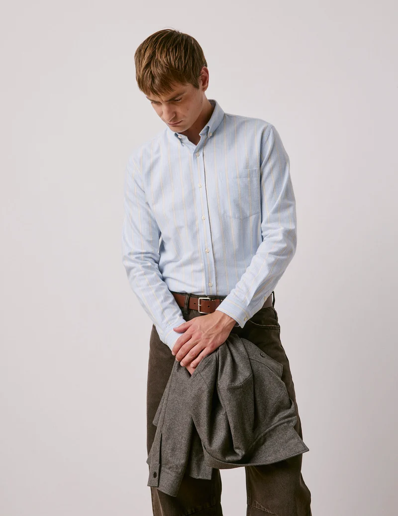 Chemise Gabriel bleue rayée jaune