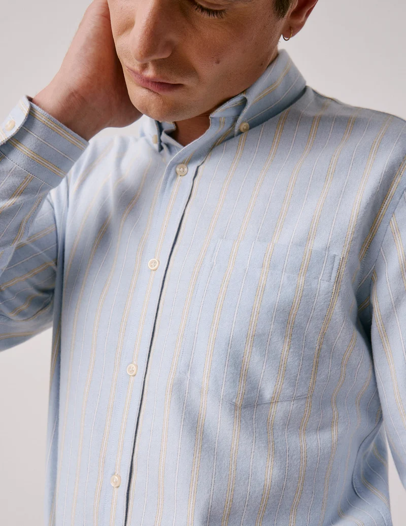 Chemise Gabriel bleue rayée jaune