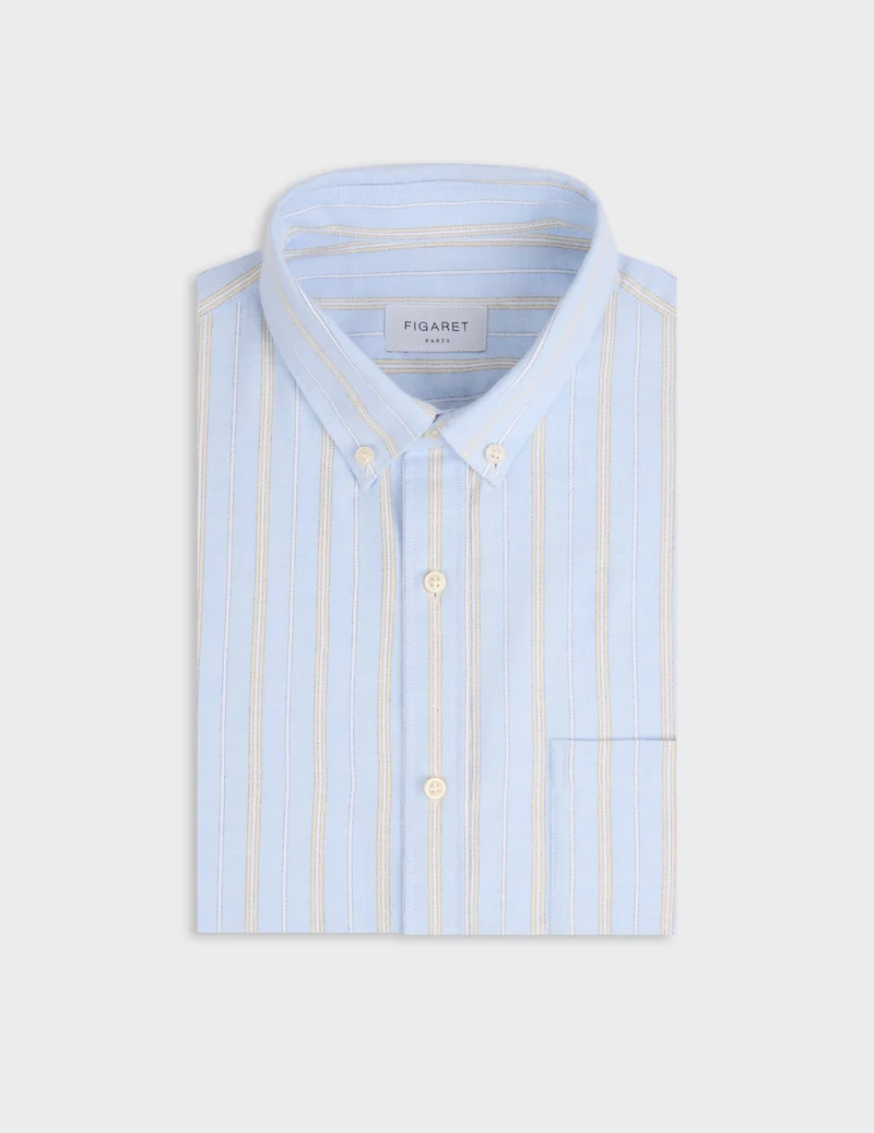 Chemise Gabriel bleue rayée jaune