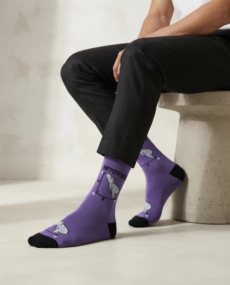 Hippotenuse Purple Socks Geometric Math Style