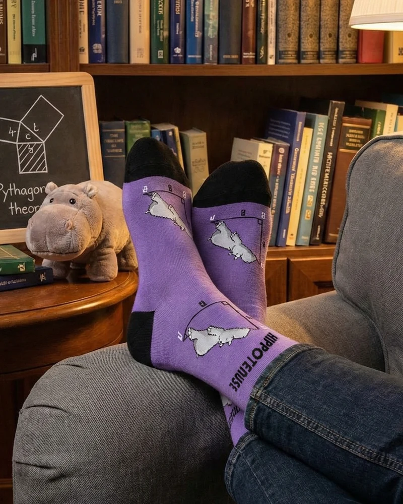 Hippotenuse Purple Socks Geometric Math Style