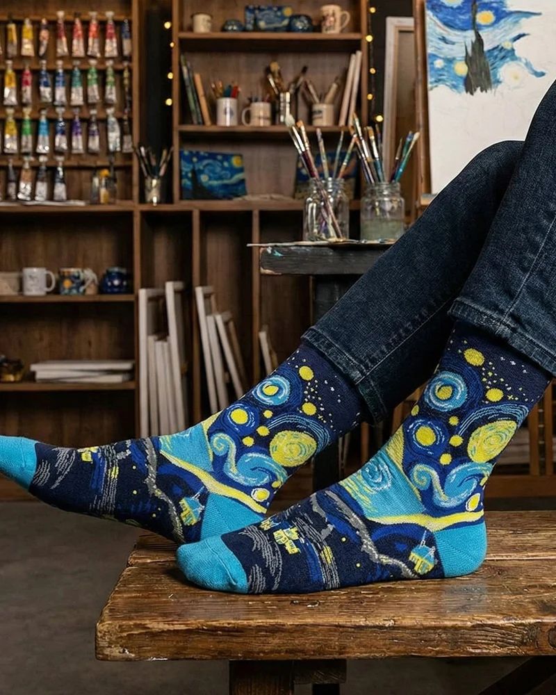 Starry Night Socks Art Inspired Design