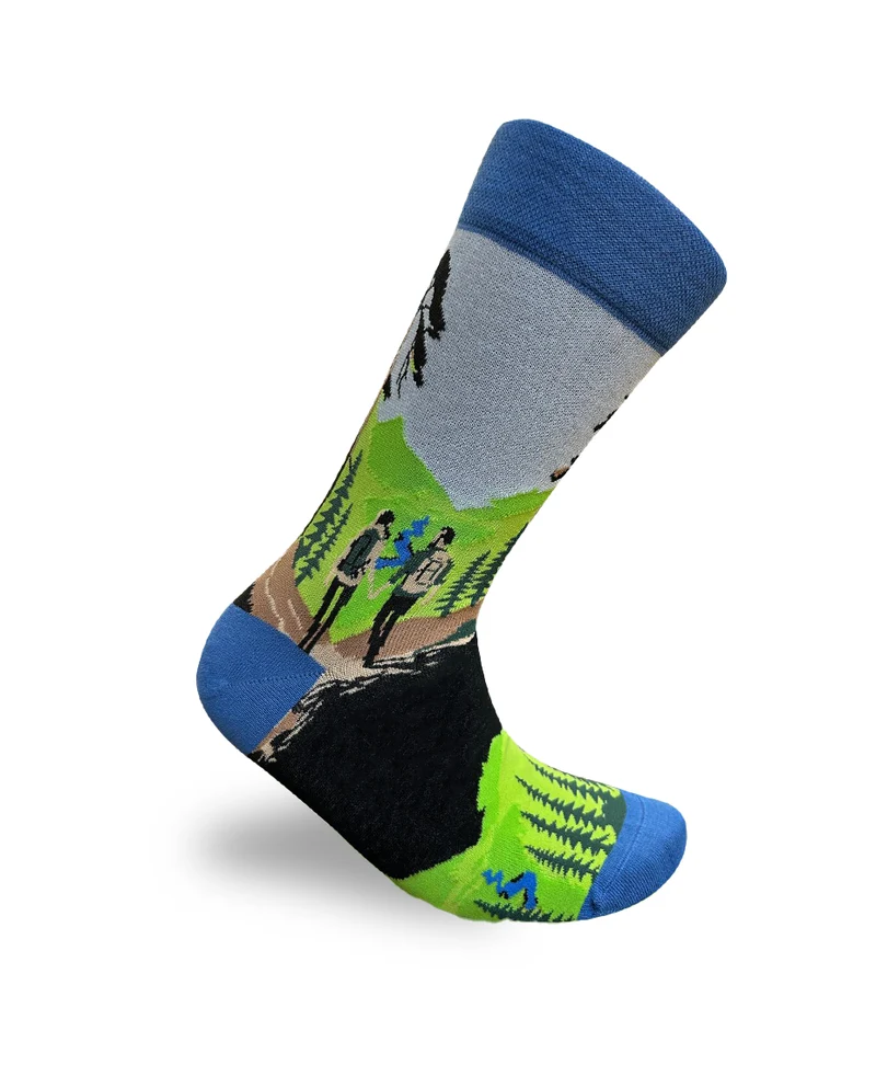 Couple Hiking Socks Green Outdoor Theme