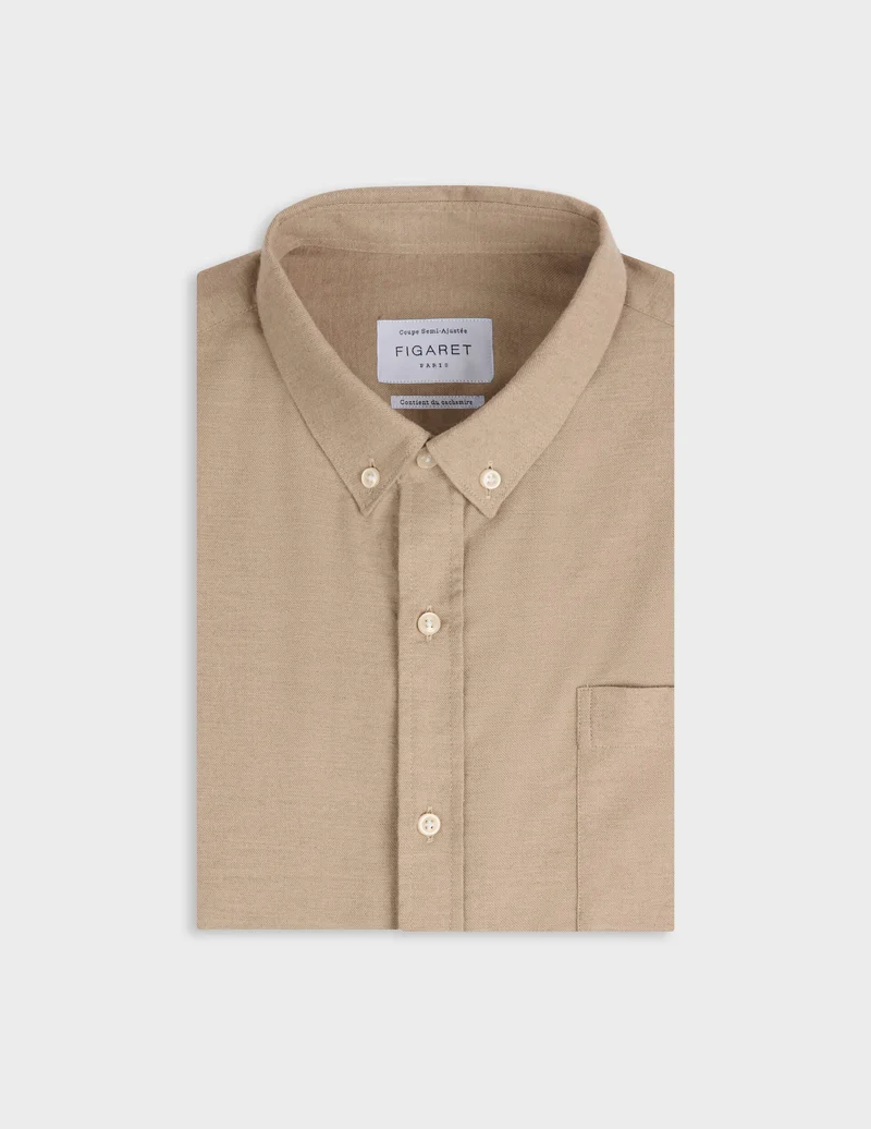 Chemise Gabriel en flanelle et cachemire beige