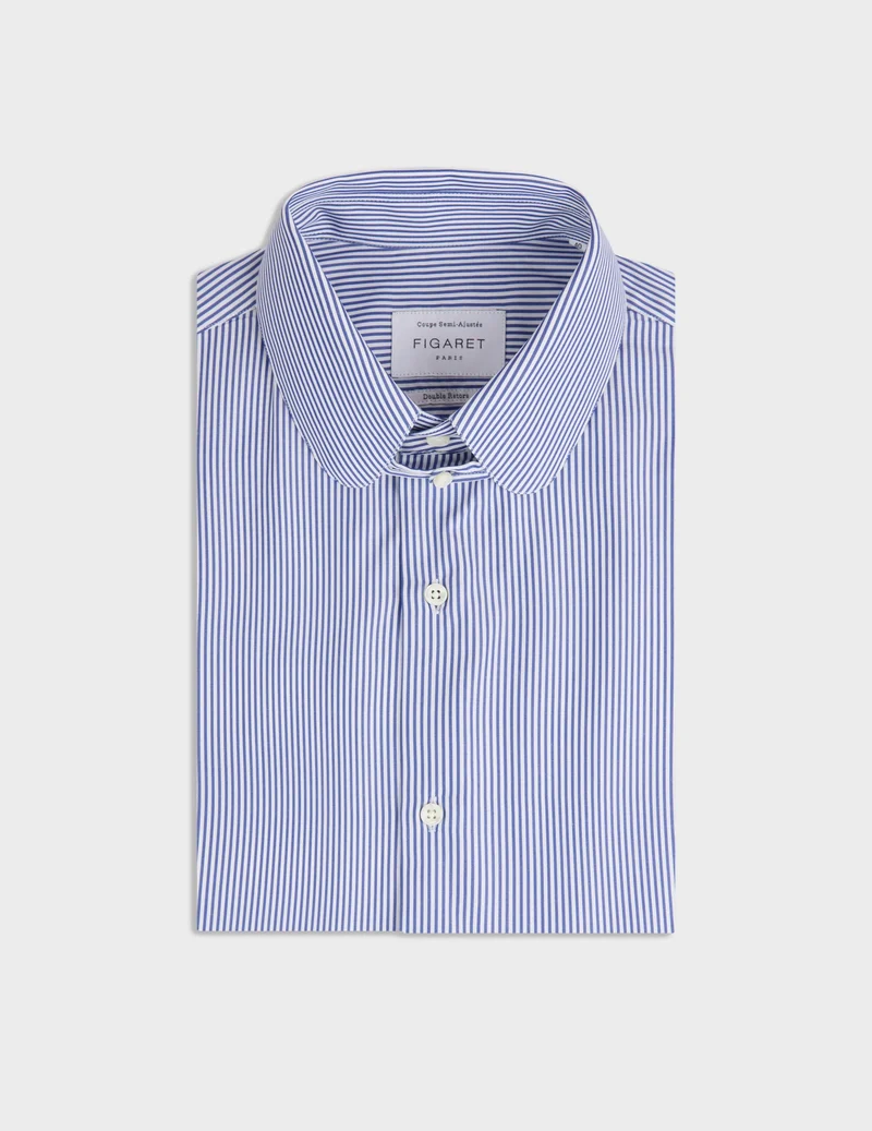 Chemise semi-ajustée rayée bleue