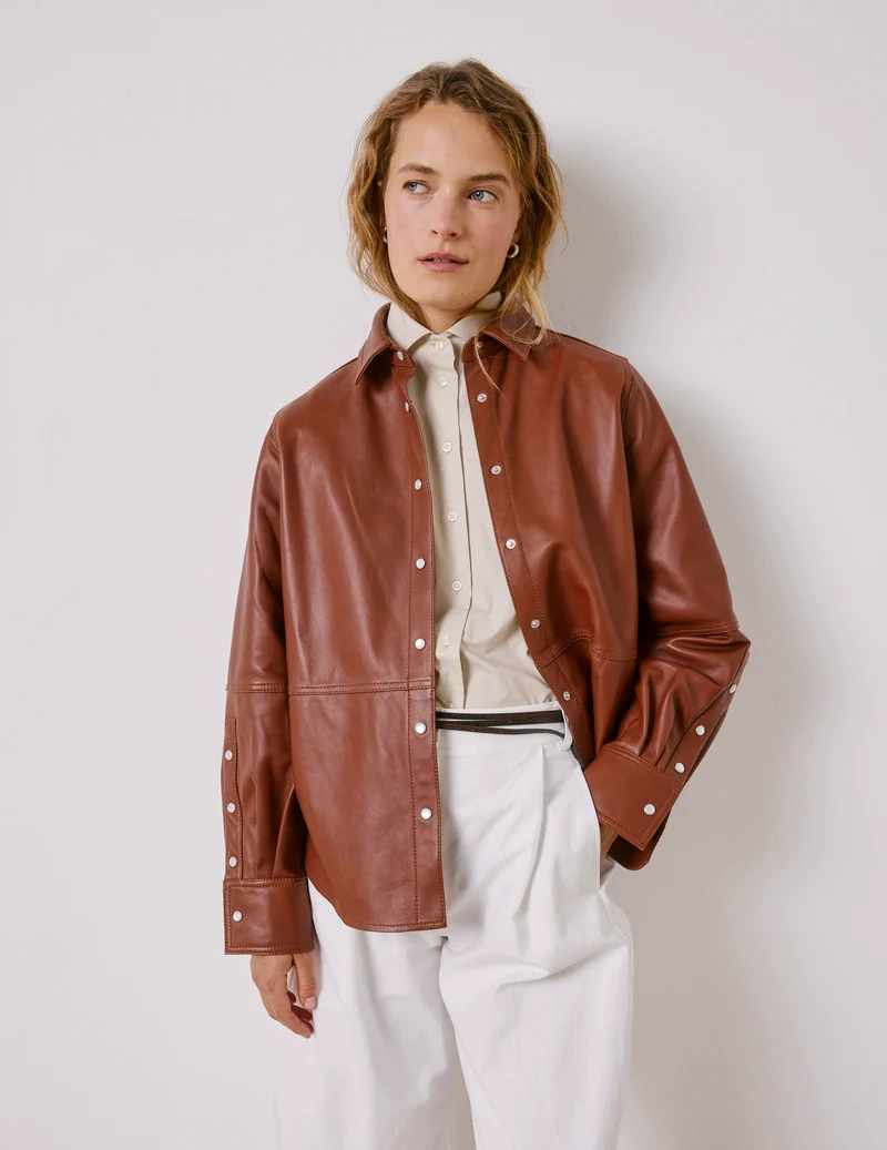 Surchemise Marylou en cuir camel