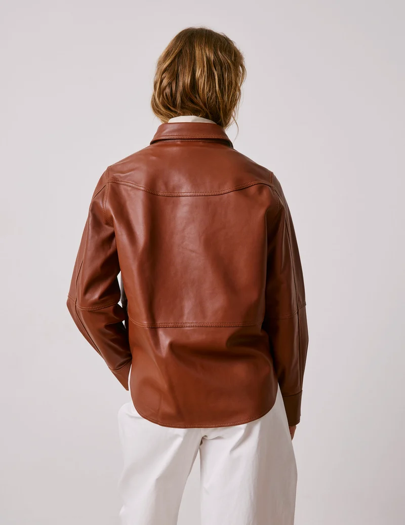 Surchemise Marylou en cuir camel