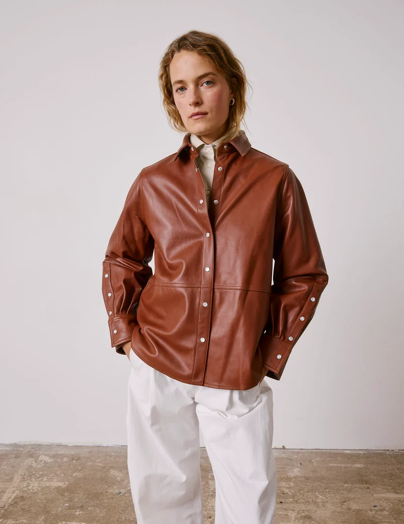 Surchemise Marylou en cuir camel