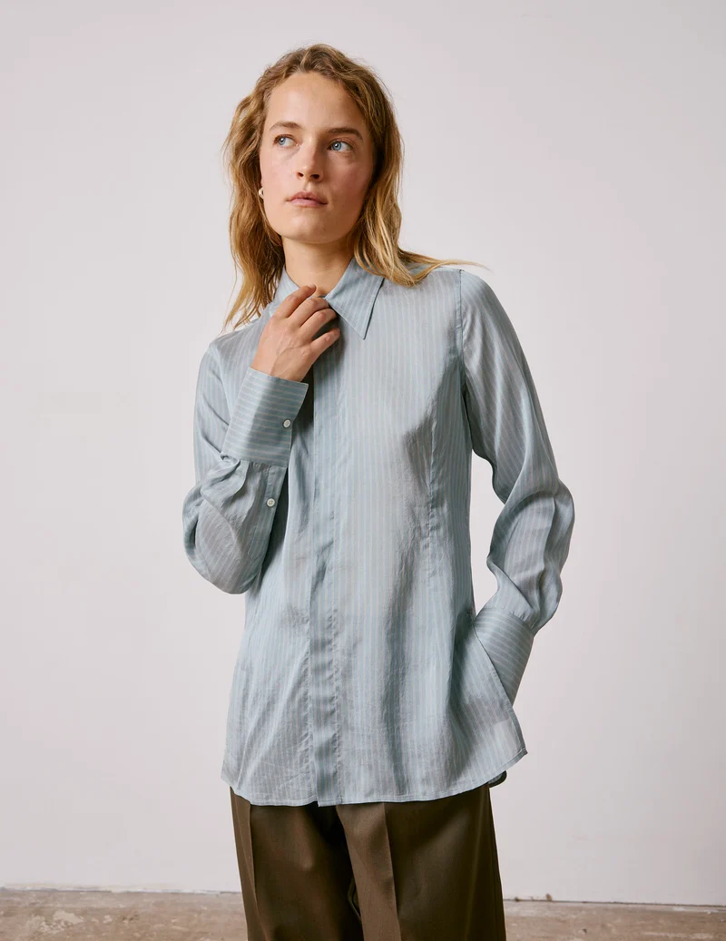 Chemise Pétale bleu rayée