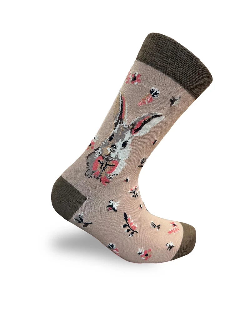 Rabbit with Bow Tie Socks Cute Animal Design