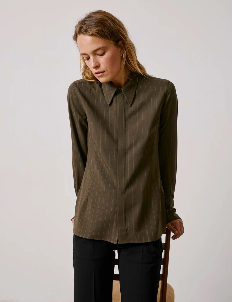 Chemise Pétale rayée kaki