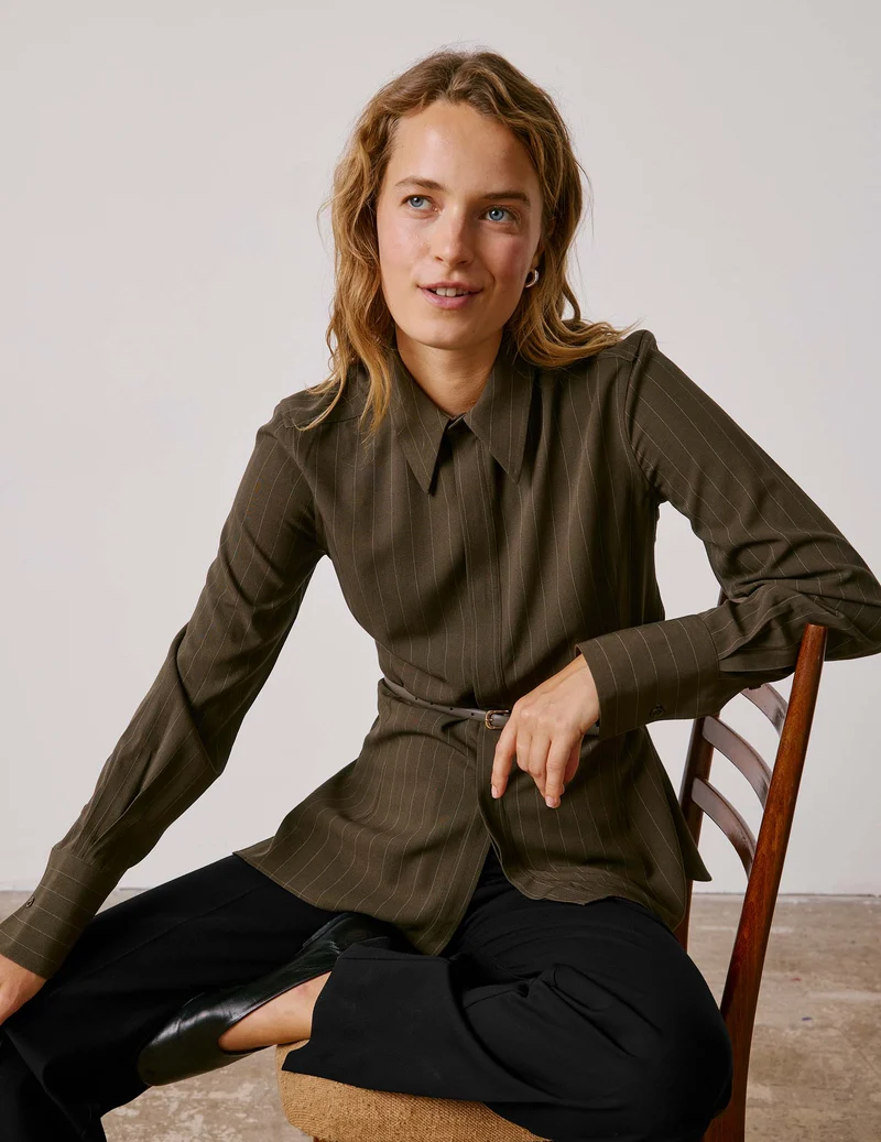 Chemise Pétale rayée kaki