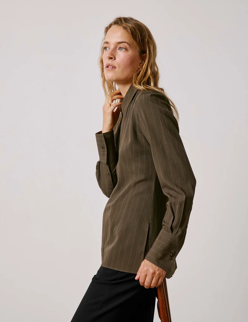 Chemise Pétale rayée kaki