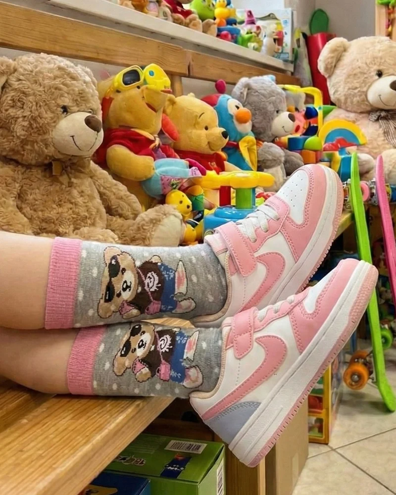 Pink Teddy Bear Socks Soft and Cozy Footwear