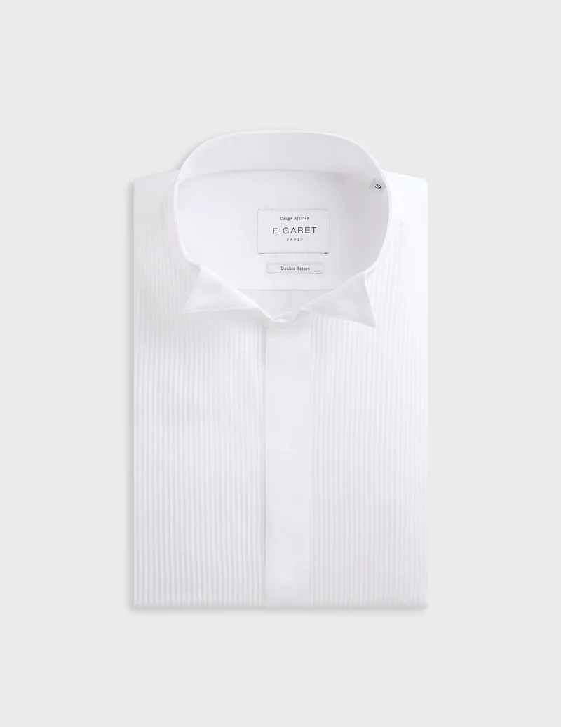 Chemise Ajustée à plastron gorge cachée blanche