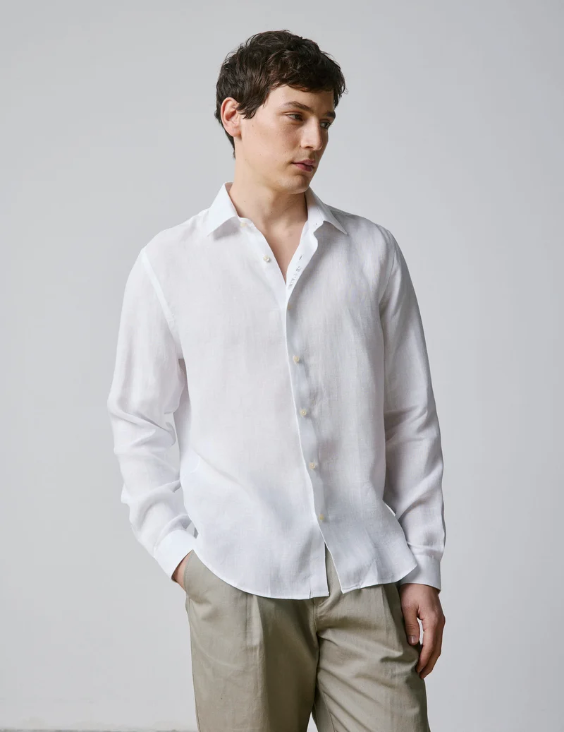 Chemise mixte "Je t'aime" en lin blanc