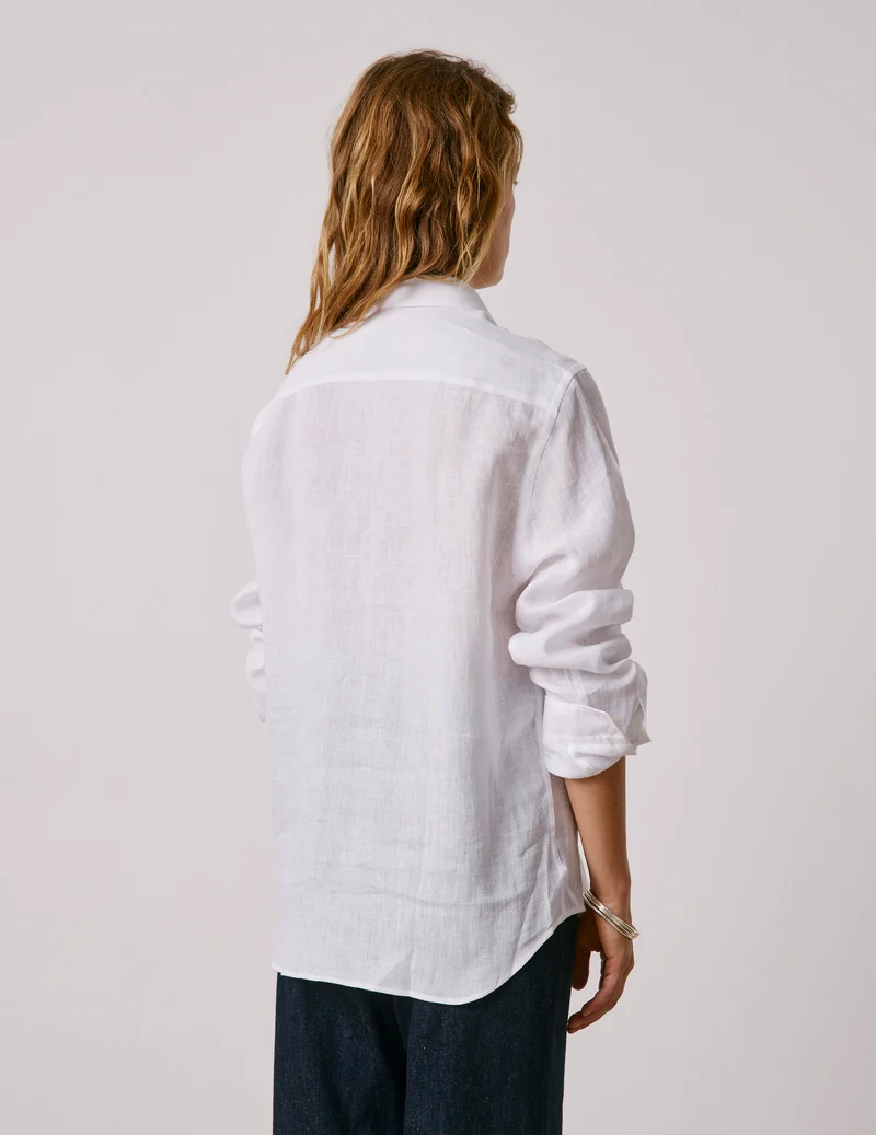 Chemise mixte "Je t'aime" en lin blanc