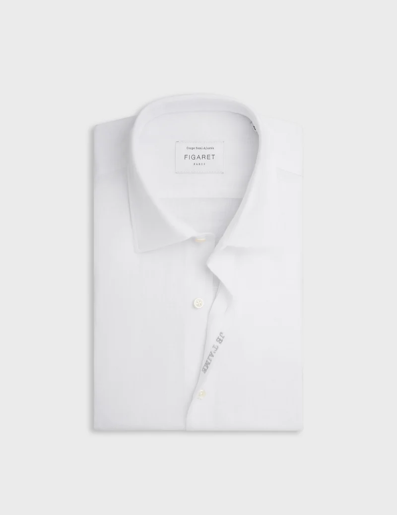 Chemise mixte "Je t'aime" en lin blanc