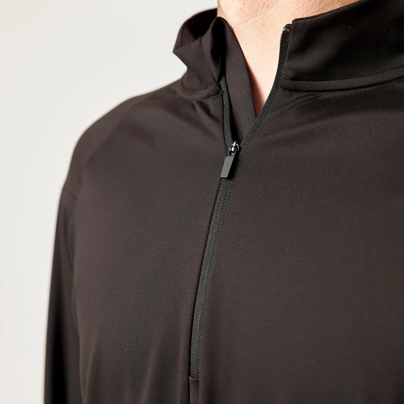 1/2 Zip Sportshirt langarm Herren | Schwarz