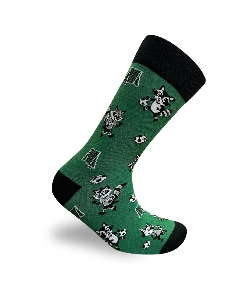 Raccoon Playing Football Fun Graphic Socks