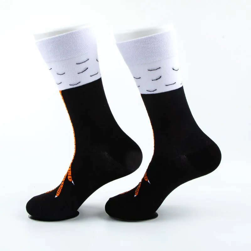 Adult Funny Chicken Leg Socks, Quirky Colorful Print Crew Style, Novelty Gift, Small & Big