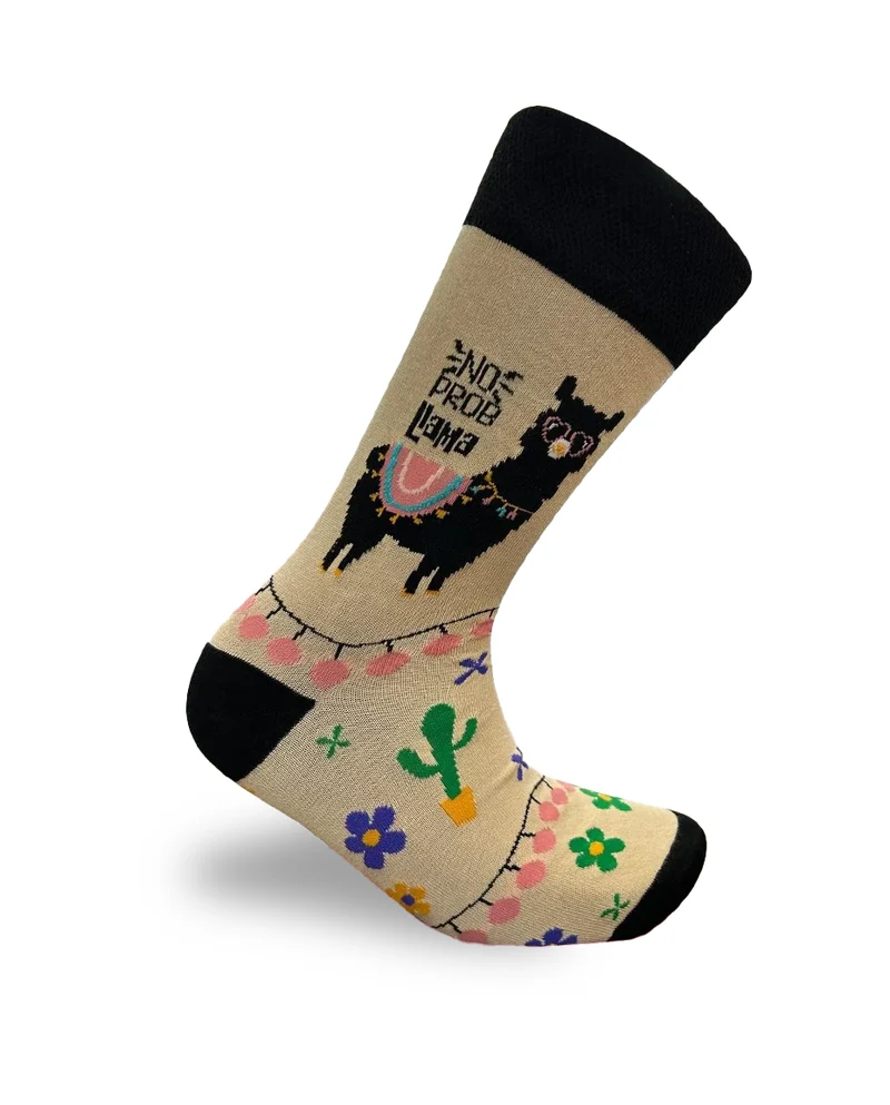 No Prob Llama Black Socks Fun Llama Theme