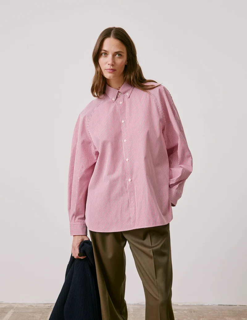 Chemise oversize Paloma rayée rouge