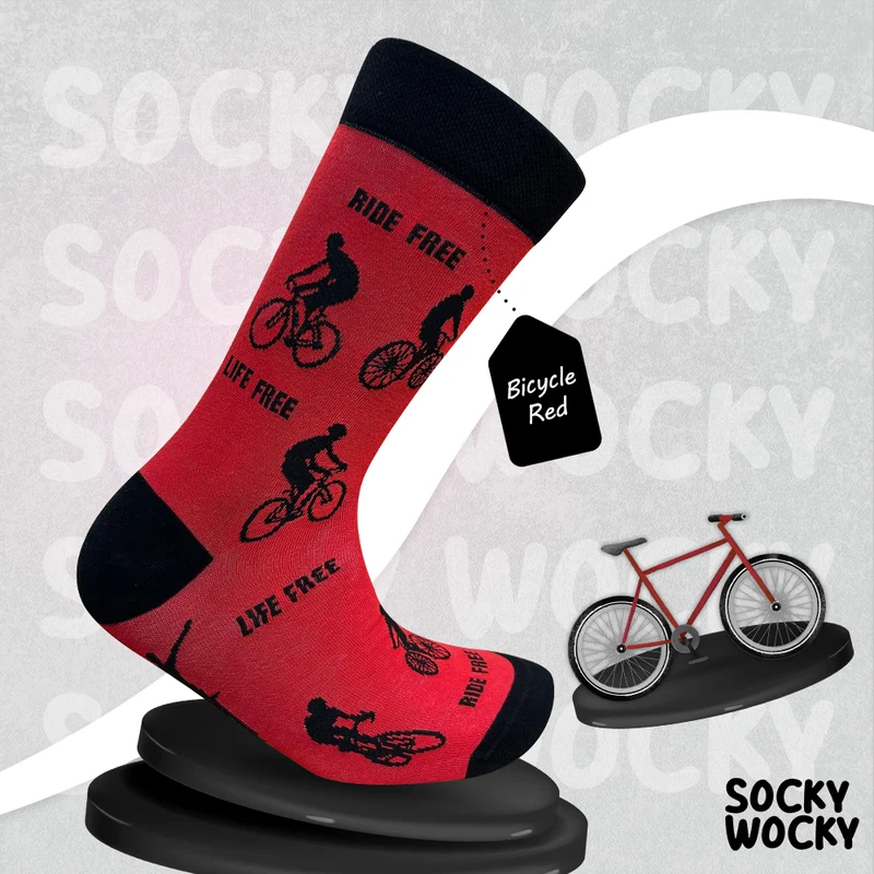 Red Bicycle Socks Urban Cycling Edition