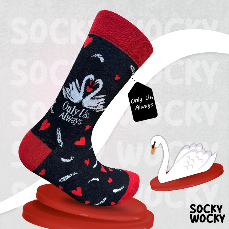Only Us Always Socks Swan Couple Romantic Edition