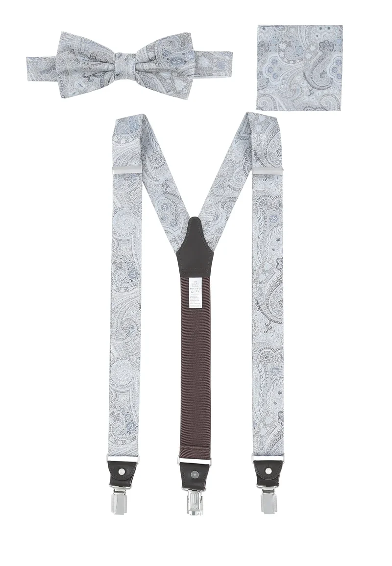 Hosenträger Set Herren Hochzeit mit Fliege & Einstecktuch – Paisley