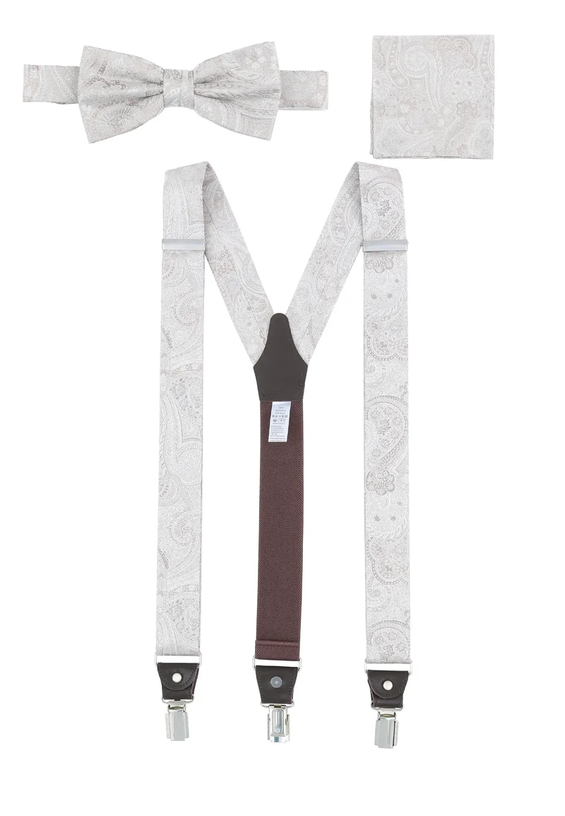 Hosenträger Set Herren Hochzeit mit Fliege & Einstecktuch – Paisley