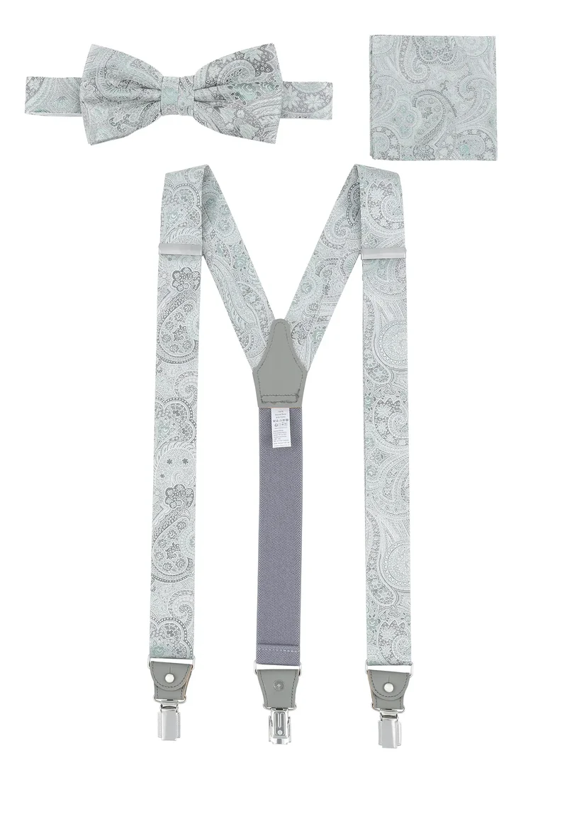 Hosenträger Set Herren Hochzeit mit Fliege & Einstecktuch – Paisley