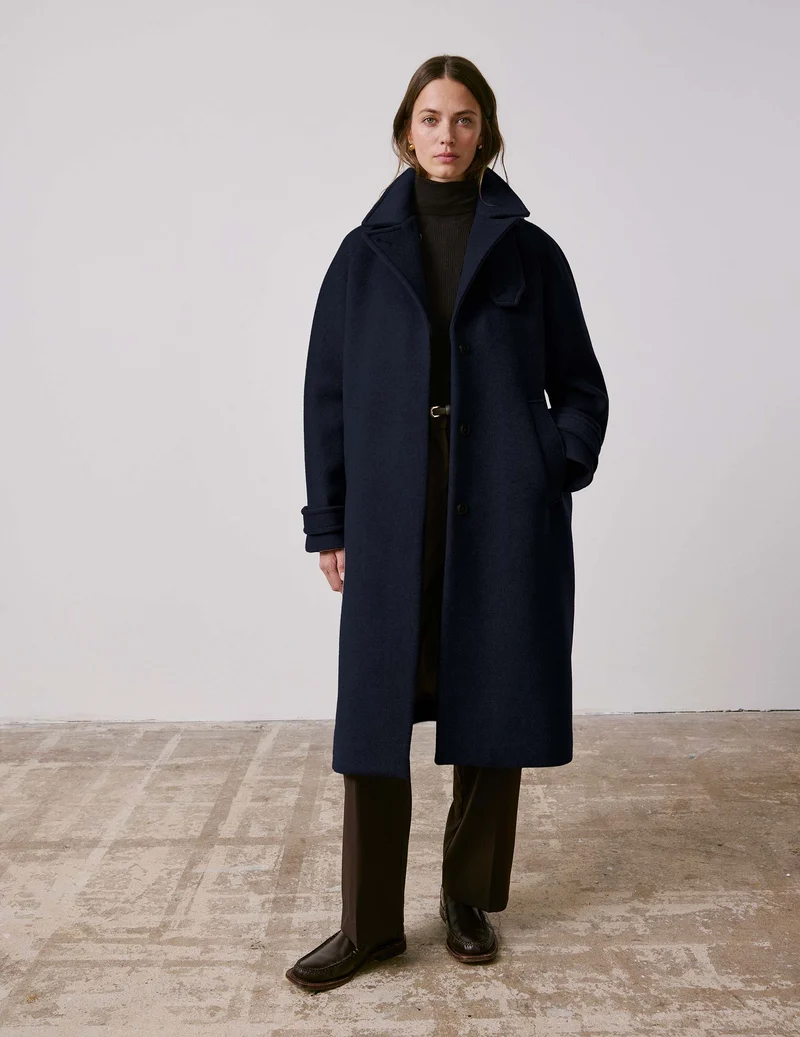 Manteau Marielle en laine marine