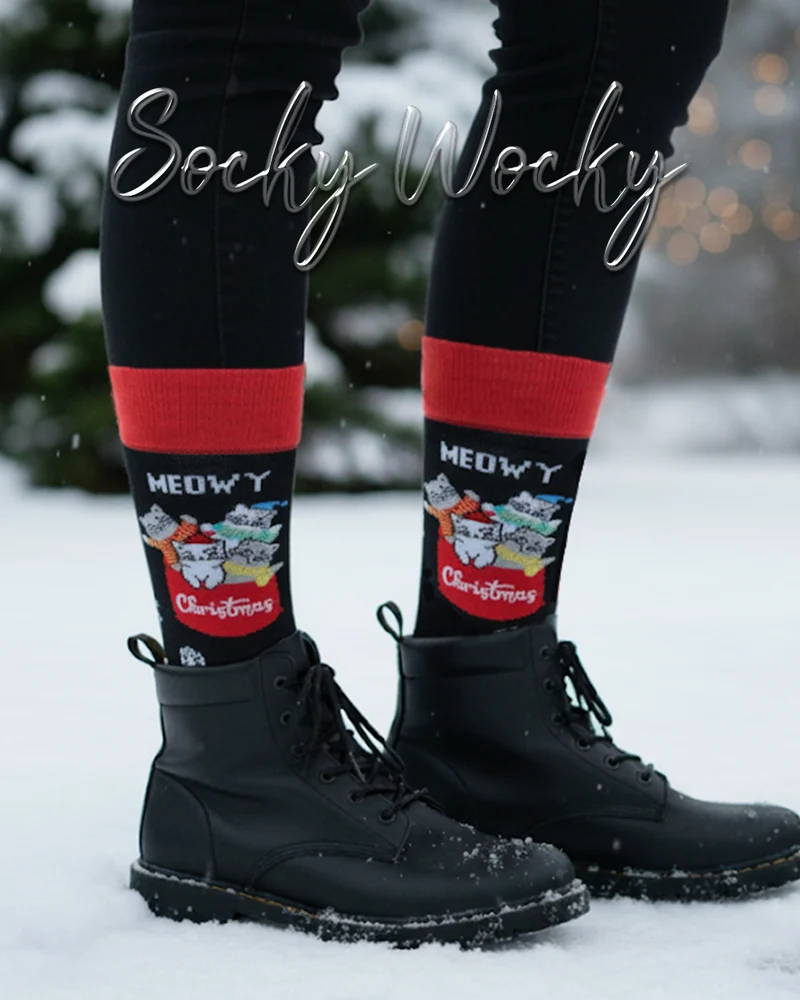 Meowy Christmas Socks Holiday Cat Edition