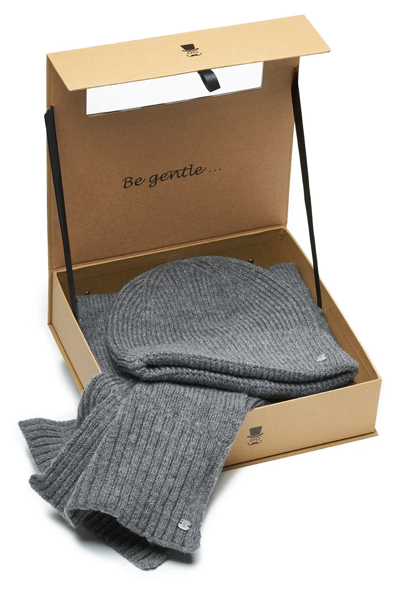 Schal Mütze Set Herren Wolle – Winterset Strick