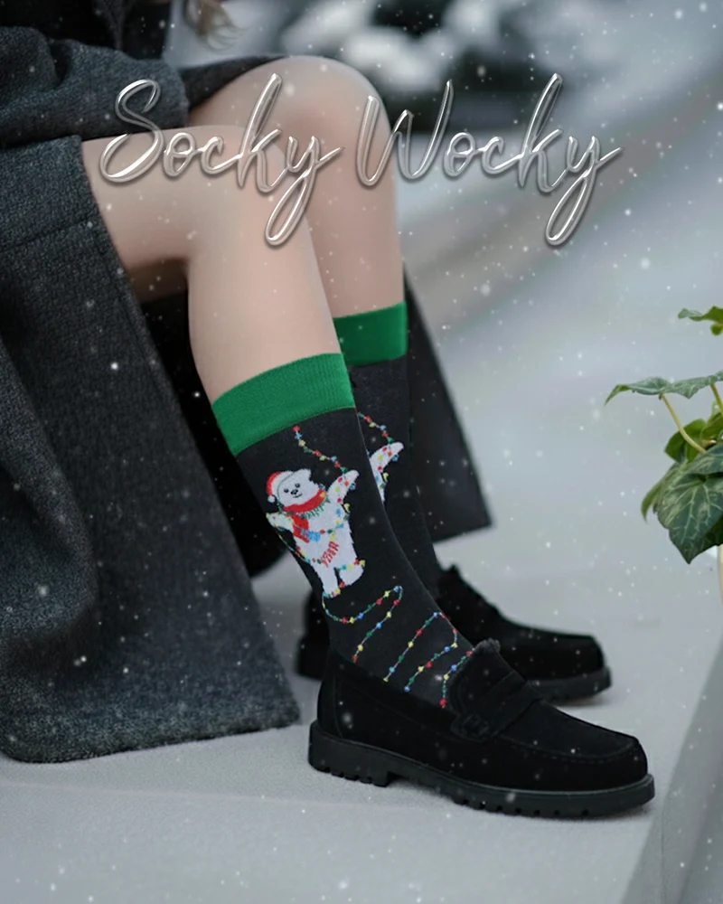Christmas Bear Socks Holiday Animal Series