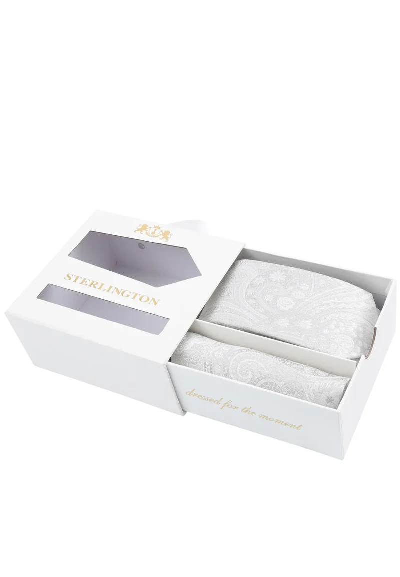 Hochzeitskrawatte Einstecktuch Set Herren aus Seide – Paisley