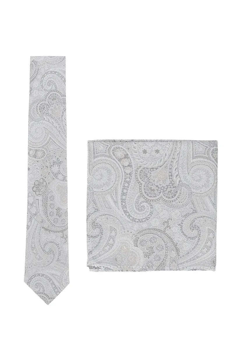 Hochzeitskrawatte Einstecktuch Set Herren aus Seide – Paisley