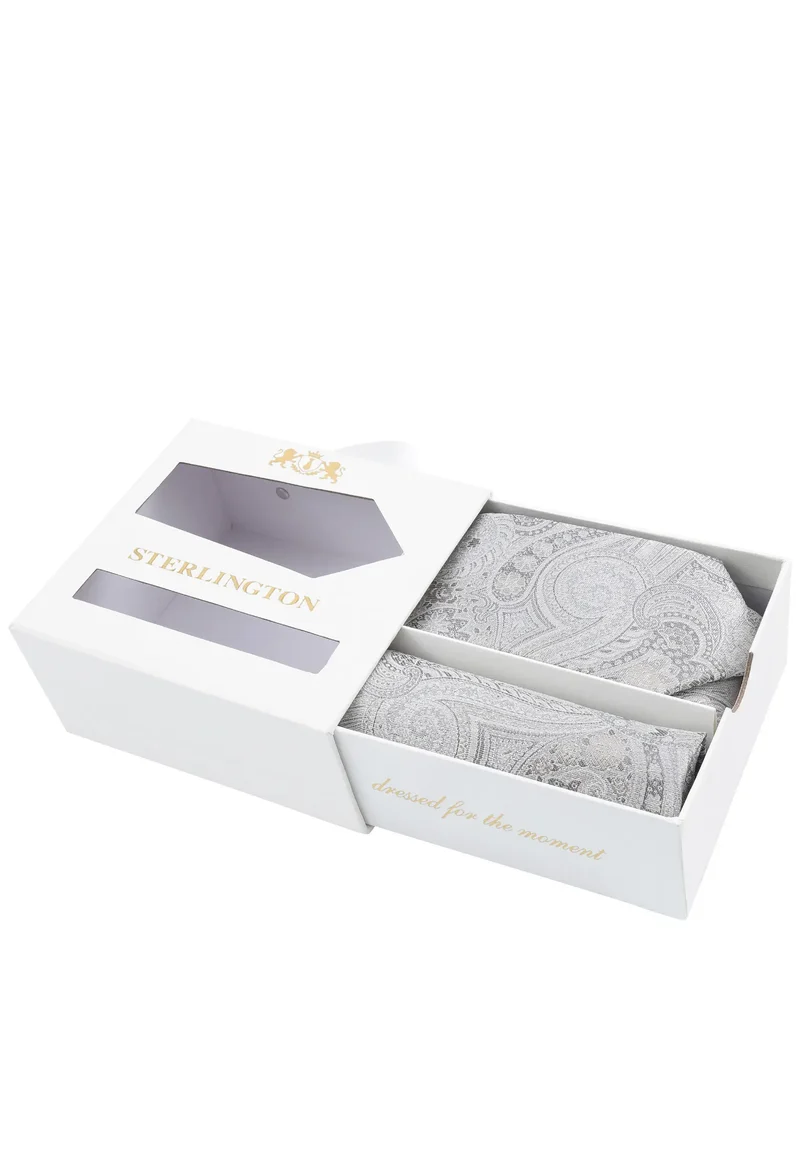 Hochzeitskrawatte Einstecktuch Set Herren aus Seide – Paisley