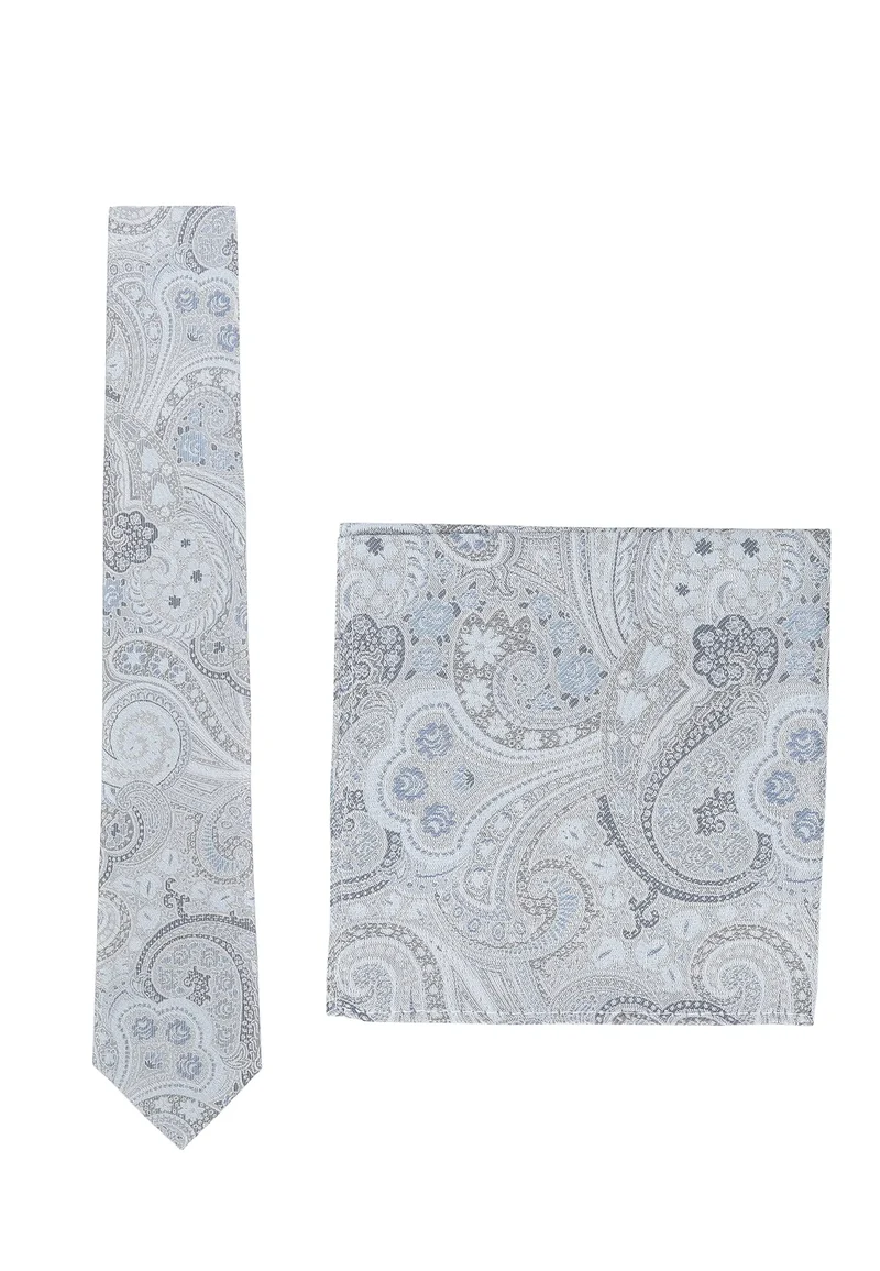 Hochzeitskrawatte Einstecktuch Set Herren aus Seide – Paisley