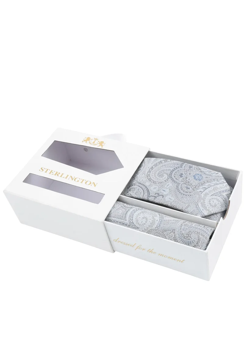 Hochzeitskrawatte Einstecktuch Set Herren aus Seide – Paisley