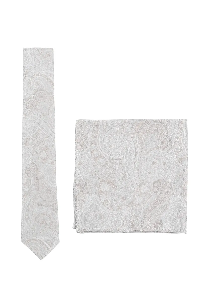 Hochzeitskrawatte Einstecktuch Set Herren aus Seide – Paisley